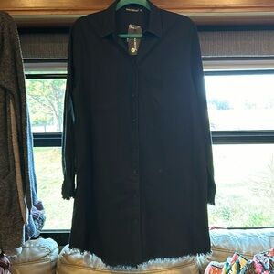 NWT women’s long sleeve button denim dress size XL by Zilcremo color-black